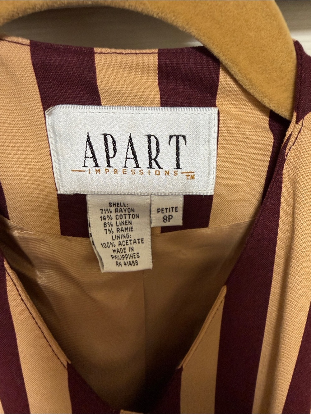 Apart Impressions Burgundy and Tan Striped Blazer - Picture 2 of 5